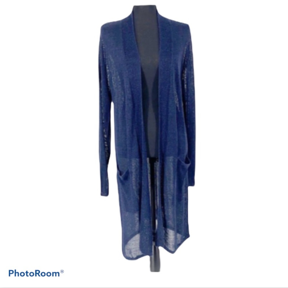 J. Jill Navy Open-Front Long Cardigan